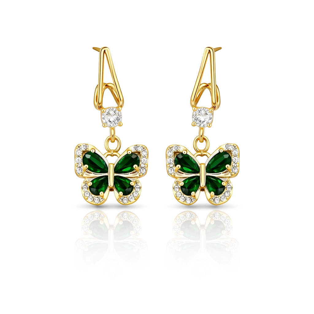 Emerald Papillon Drop Earrings