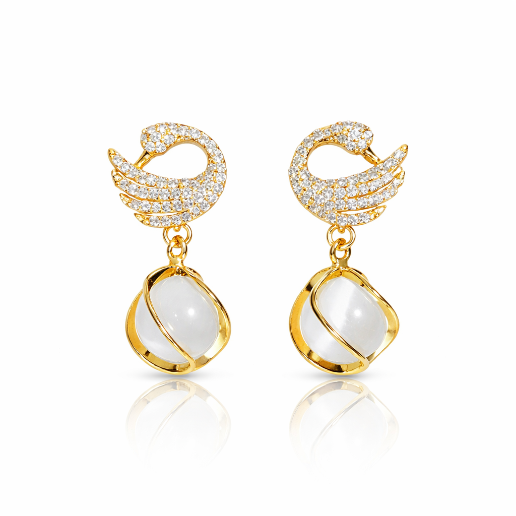 Celestia Swan Drop Earrings