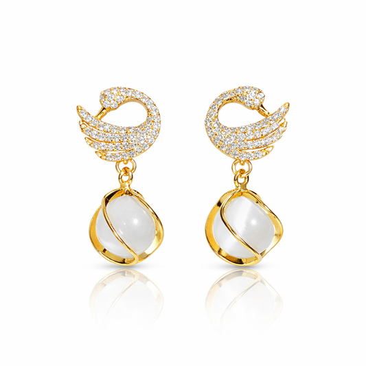 Celestia Swan Drop Earrings