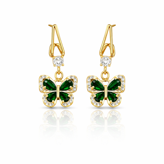 Emerald Papillon Drop Earrings